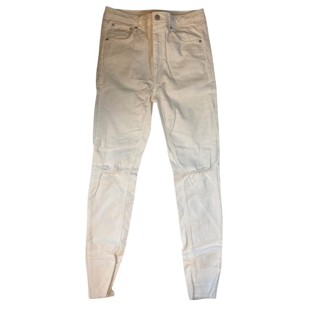 High waisted white skinny jeans